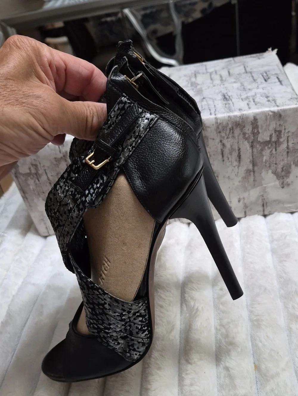 Derek Lam Falyn Snake-print Heeled Sandals Women's Sz 7 B $795